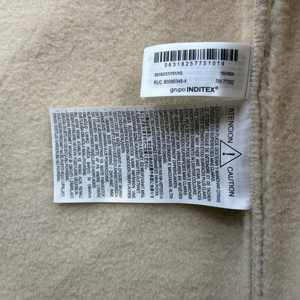 Zara Faux Suede Shearling Coat Tan Brown Button Front Jacket XS 6318/257/751 - Picture 8 of 11
